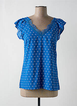 Blouse imprimé fantaisie manches courtes bleu AKOZ DE TOI femme