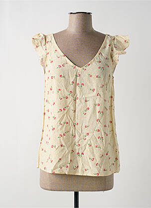 Blouse tissage popeline manches courtes beige GRACE & MILA femme