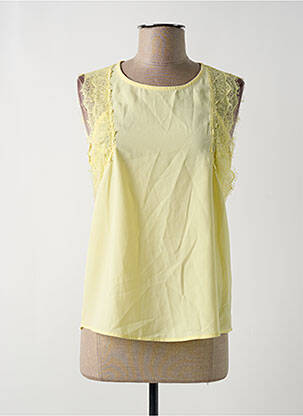 Top tissage crêpe sans manche jaune GRACE & MILA femme