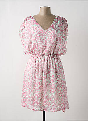 Robe mi-longue coupe évasée manches courtes rose MAX & ENJOY femme