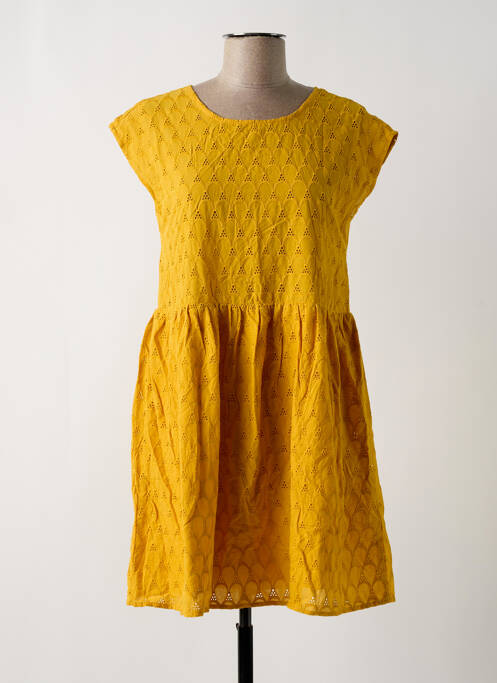 Robe courte manches courtes manches courtes jaune IT HIPPIE femme