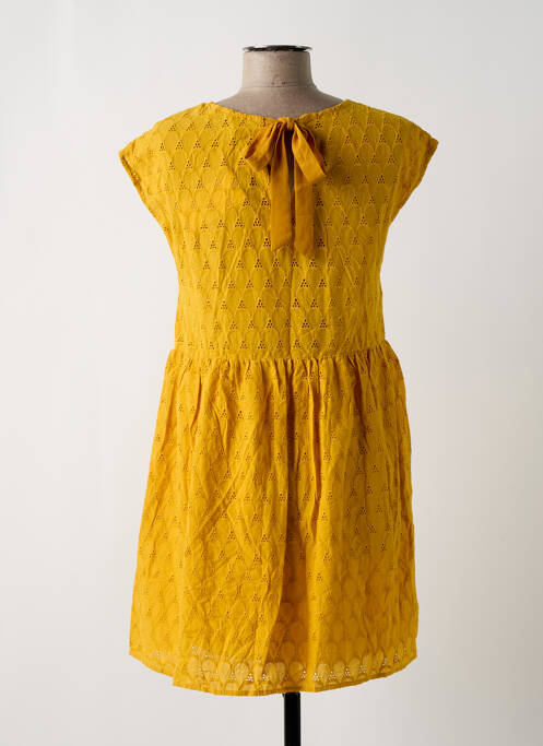 Robe courte manches courtes manches courtes jaune IT HIPPIE femme
