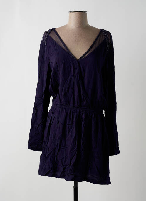 Robe mi-longue coupe fluide manches longues bleu VERSION FEMININ femme