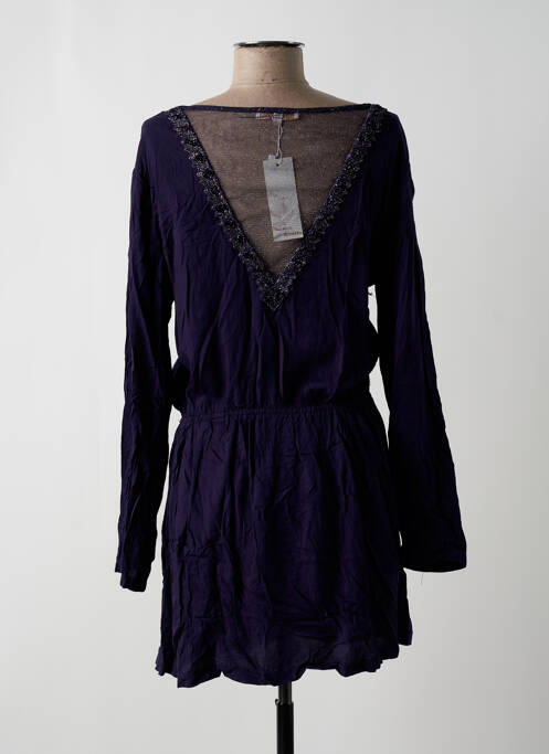 Robe mi-longue coupe fluide manches longues bleu VERSION FEMININ femme