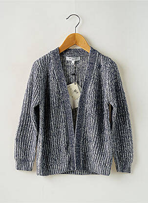 Gilet manches longues maille grosse maille bleu MINI MIGNON fille