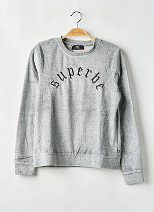 Sweat-shirt broderie manches longues gris LE TEMPS DES CERISES fille