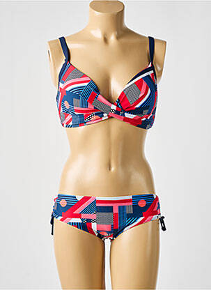 Maillot de bain 2 pièces stretch haut soutien-gorge balconnet bleu SUNMARIN femme