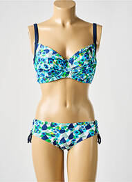 Maillot de bain 2 pièces stretch haut soutien-gorge emboitant bleu SUNMARIN femme