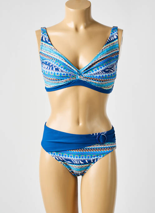 Maillot de bain 2 pièces stretch haut soutien-gorge balconnet bleu SUNMARIN femme