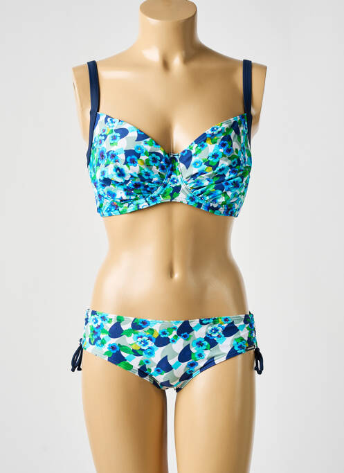 Maillot de bain 2 pièces stretch haut soutien-gorge emboitant bleu SUNMARIN femme