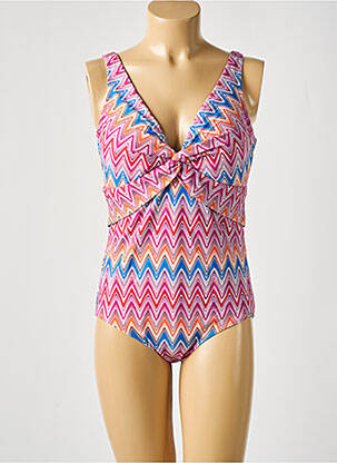 Maillot de bain 1 pièce effet matière satinée haut soutien-gorge balconnet rose SUNMARIN femme