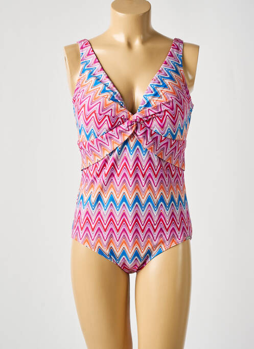 Maillot de bain 1 pièce effet matière satinée haut soutien-gorge balconnet rose SUNMARIN femme