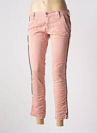 Pantalon 7/8 stretch taille basse rose PLEASE femme