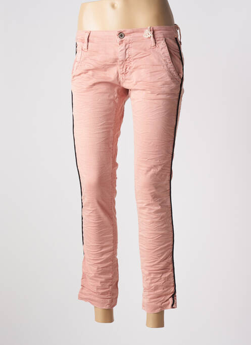 Pantalon 7/8 stretch taille basse rose PLEASE femme