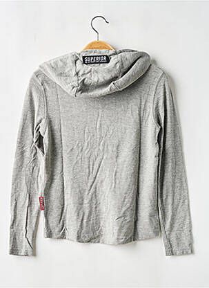 Sweat-shirt à capuche coupe droite manches longues gris SUPERIOR garçon