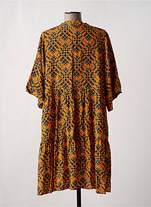 Robe mi-longue coupe fluide manches longues orange JUSTMINE femme