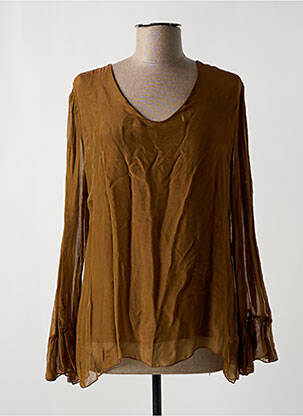 Blouse col rond manches longues marron LA FEE MARABOUTEE femme