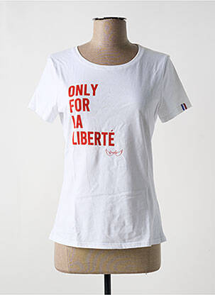 T-shirt sérigraphie manches courtes blanc KARIBAN femme