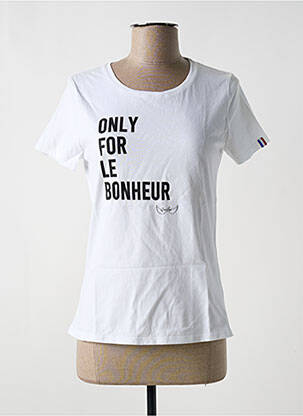 T-shirt sérigraphie manches courtes blanc KARIBAN femme
