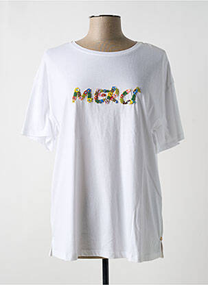 T-shirt sérigraphie avec strass manches courtes blanc PENNYBLACK femme