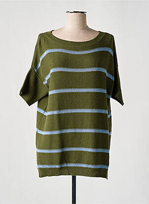 Pull coupe cintrée manches courtes vert O'MER femme