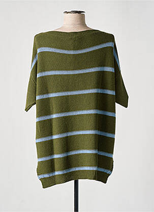 Pull coupe cintrée manches courtes vert O'MER femme