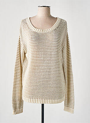 Pull maille souple et aérée manches longues beige SIGNE NATURE femme