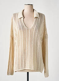 Pull maille ajourée manches longues beige SUMMUM femme