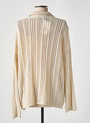 Pull maille ajourée manches longues beige SUMMUM femme