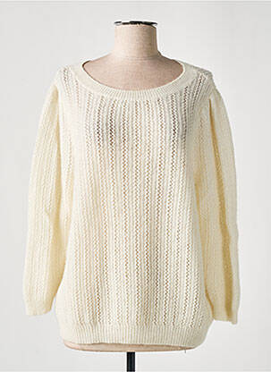Pull maille ajourée manches longues beige DES PETITS HAUTS femme