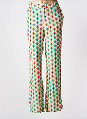 Pantalon large fermeture zippée sous rabat boutonné taille normale beige STORIATIPIC femme