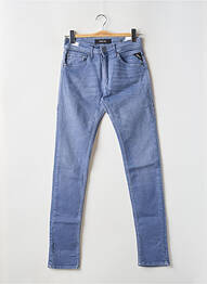 Pantalon slim fermeture zippée sous rabat boutonné bleu REPLAY homme