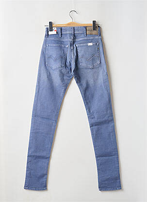 Pantalon slim fermeture zippée sous rabat boutonné bleu REPLAY homme