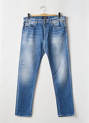 Jeans coupe droite fermeture zippée sous rabat boutonné bleu REPLAY homme