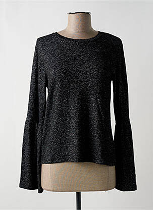 Pull tissage chiné manches longues noir LE TEMPS DES CERISES femme