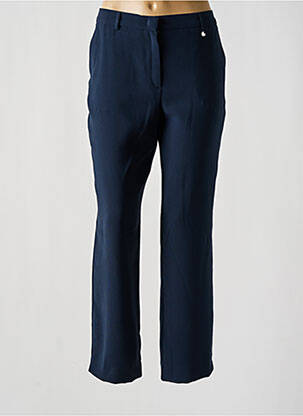 Pantalon chino fermeture zippée sous rabat boutonné taille normale bleu CHRISTINE LAURE femme