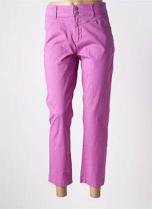 Pantalon 7/8 tissage popeline taille normale violet C'EST BEAU LA VIE femme