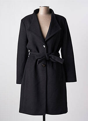 Manteau long coupe cintrée sans capuche noir ESTEL COLLECTION femme