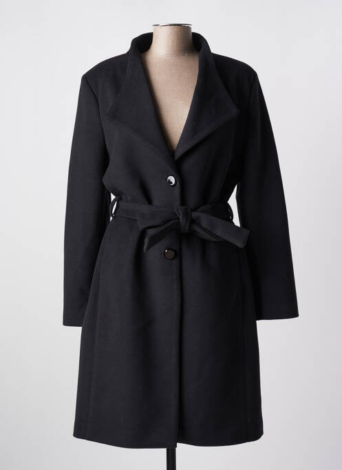 Manteau long coupe cintrée sans capuche noir ESTEL COLLECTION femme