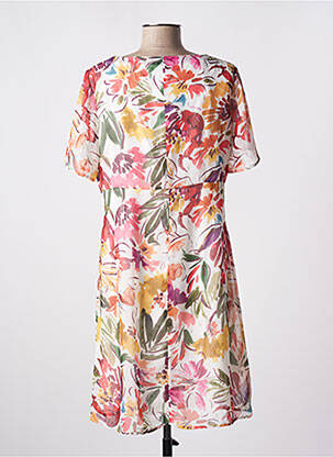 Robe mi-longue coupe fluide manches courtes beige CHRISTINE LAURE femme