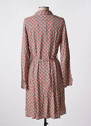 Robe mi-longue imprimé fleurs manches longues rouge C'EST BEAU LA VIE femme