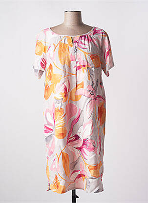 Robe mi-longue imprimé fleurs manches courtes orange BETTY BARCLAY femme