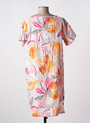 Robe mi-longue imprimé fleurs manches courtes orange BETTY BARCLAY femme