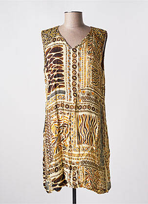 Robe mi-longue coupe fluide sans manche jaune PAUL BRIAL femme
