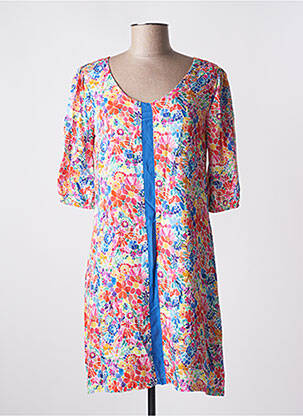 Robe courte coupe fluide manches 3/4 bleu PAUL BRIAL femme