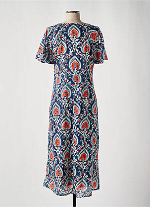 Robe mi-longue imprimé fantaisie manches courtes bleu LA FIANCÉE femme