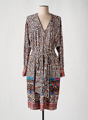 Robe mi-longue manches longues manches longues marron K-DESIGN femme