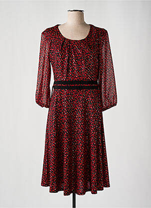 Robe mi-longue manches 3/4 manches 3/4 rouge CHRISTINE LAURE femme