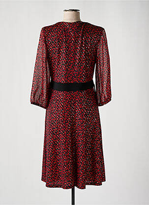 Robe mi-longue imprimé fleurs manches 3/4 rouge CHRISTINE LAURE femme