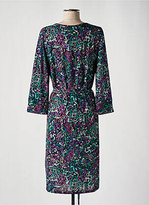 Robe mi-longue coupe fluide manches longues violet DIANE LAURY femme